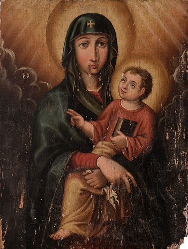 Spanish school; XVII century.
"Madonna del popolo".
Oil on panel.