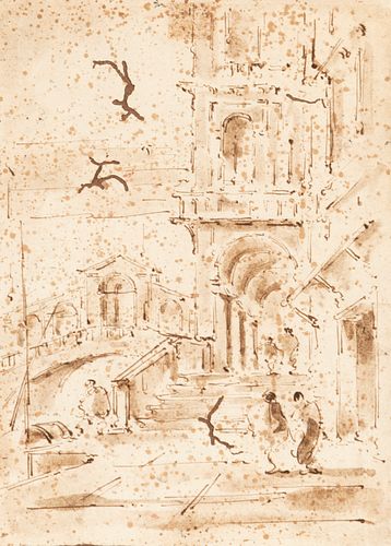 Venetian school; second half of the 18th century.
"View from the Rialto".
Drawing on paper.