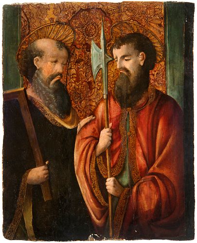 ALONSO GALLEGO (Medina del Campo, Valladolid, ca. 1475 - Nájera, La Rioja, ca. 1548).
"St. Thomas and St. Jude Thaddeus".
Oil on panel.