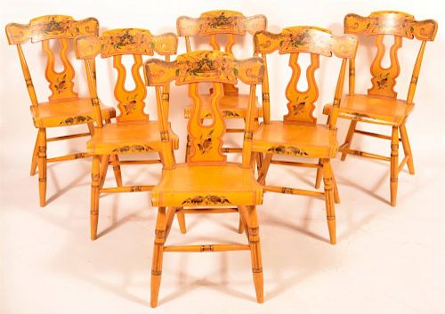 Set of 6 Pennsylvania  Boldly Painted Side Chairs.