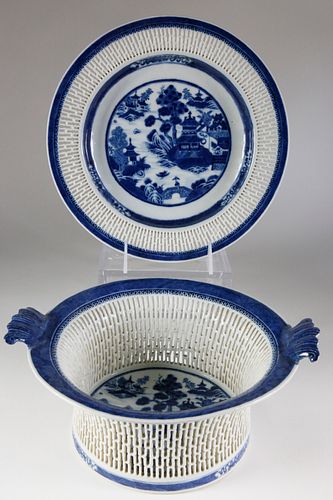 Nanking Fruit Basket and Stand, late 18th Century