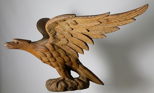 Outstanding American Life Size Carved Pine Eagle Sculpture, Attributed to William Rush