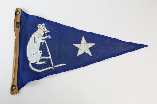 Vintage Nantucket Wharf Rat Club Burgee Flag, circa 1950s