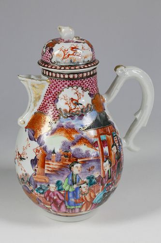 Chinese Export Mandarin Palette Porcelain Coffee Pot, circa 1770