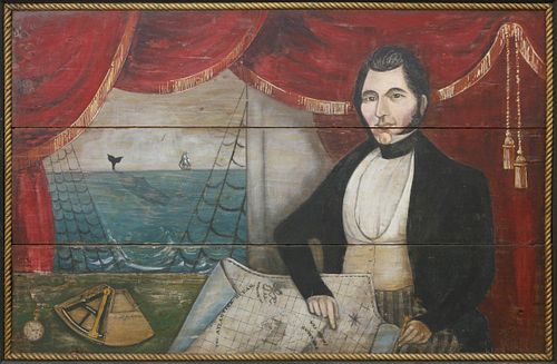 Oil on Wooden Panel "Portrait of Captain Samuel Joy"
