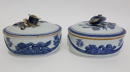 Rare Pair of Chinese Export Porcelain Game Tureens with Covers, circa 1780