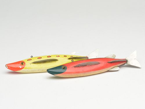 Two fish decoys, Ernie Newman.