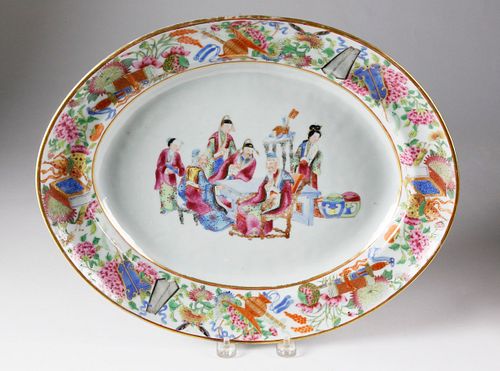Chinese Export Famille Rose Oval Meat Dish, circa 1830