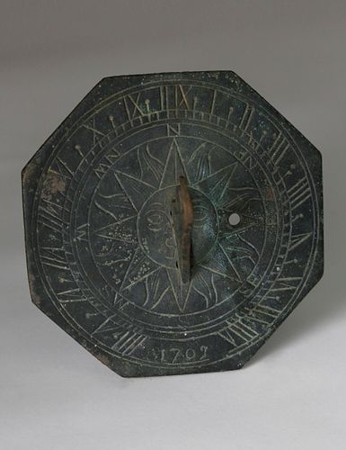 Patina Bronze Sundial, circa 1702
