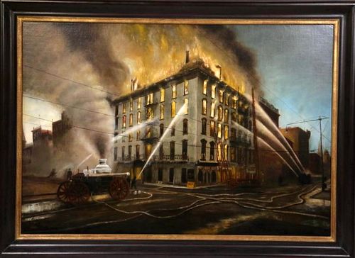 1908 Fire at Aveline by Elmer Stewart (1876-1962)