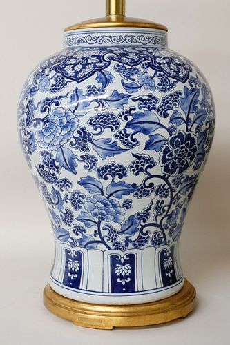 Ralph Lauren Oversize Chinese Blue and White Jar Lamp