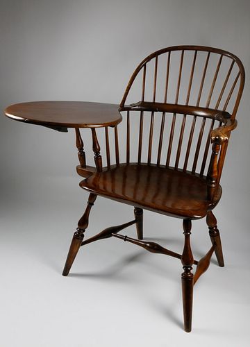 American Windsor Bow-Back Writing Armchair, New England, 18th Century