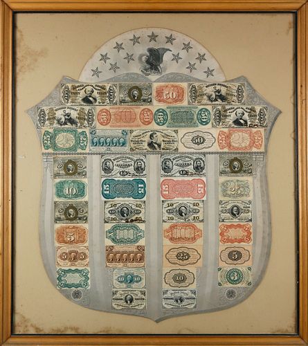 Francis E. Spinner Presentation 19th C. American Fractional Currency Shield