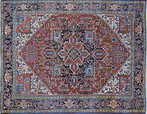 Antique Persian Heriz Hand Knotted Oriental Carpet