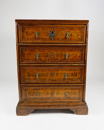 Late Continental Baroque Inlaid Walnut Chest of Drawers, circa 1700