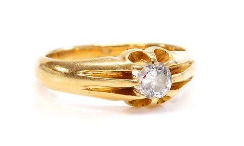 A gentlemen's 18ct gold single stone diamond ring,