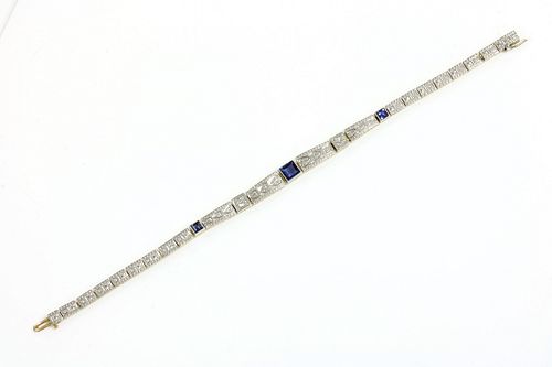 An American Art Deco synthetic sapphire and diamond bracelet, by Allsopp and Allsop, c.1925,
