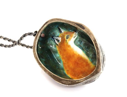 An enamel fox pendant, by Victor Lee,