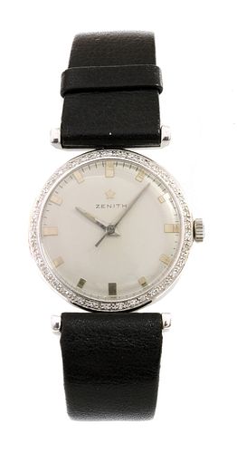 An 18ct white gold Zenith mechanical strap watch,