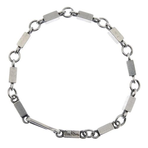 WIWEN NILSSON - a mid 1950s silver bracelet. The links designed as cuboids to the hook and eye clasp