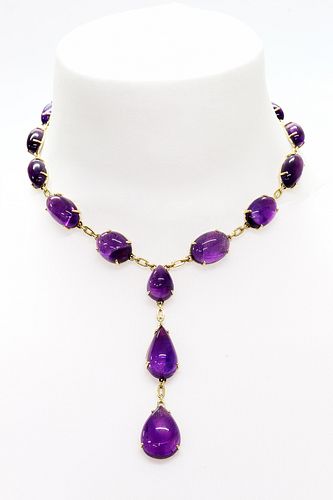 An amethyst 'Y' necklace,