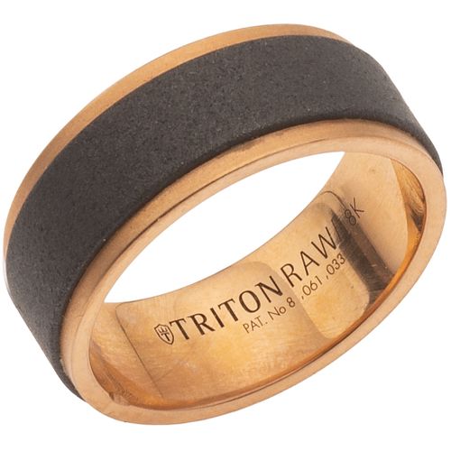 RING IN TUNGSTEN AND 18K PINK GOLD, TRITON Weight: 11.0 g. Size: 8 ½