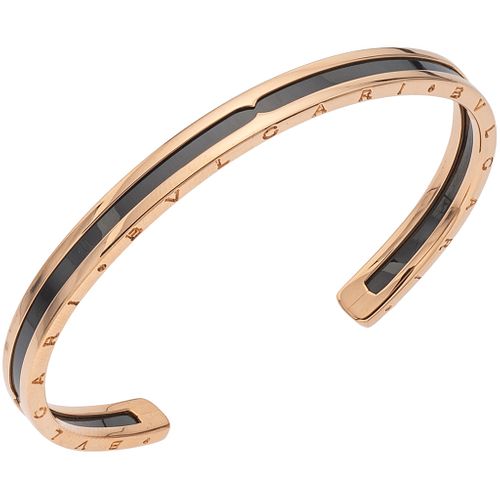 BRACELET IN STEEL AND 18K PINK GOLD, BVLGARI, B.ZERO1 COLLECTION Weight: 18.9 g