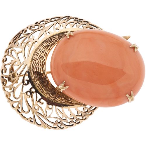 BROOCH WITH CORAL IN 10K YELLOW GOLD 1 Pink coral Weight: 28.7 g