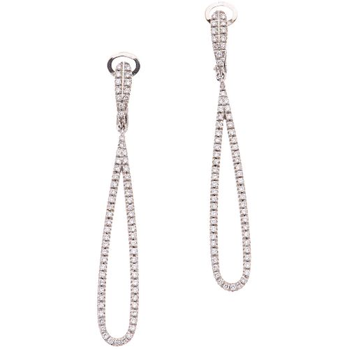 PAIR OF EARRINGS WITH DIAMONDS IN 18K WHITE GOLD Brilliant cut diamonds ~0.35 ct. Weight: 6.1 g