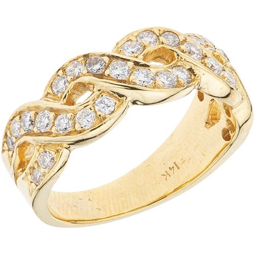 RING WITH DIAMONDS IN 14K YELLOW GOLD Brilliant cut diamonds ~0.80 ct. Weight: 4.8 g. Size: 6
