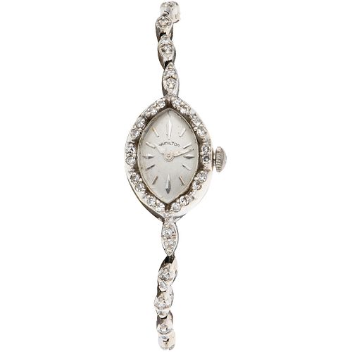HAMILTON LADY WATCH WITH DIAMONDS IN 14K AND 10K WHITE GOLD Movement: manual. Weight: 15.0 g