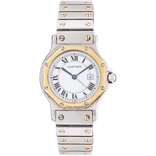 CARTIER SANTOS OCTAGON WATCH IN STEEL AND 18K YELLOW GOLD Movement: automatic
