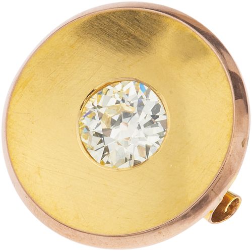 BROOCH WITH DIAMOND IN 10K YELLOW GOLD Antique cut diamond ~2.30 ct Clarity: SI1-SI2 Color: N-O
