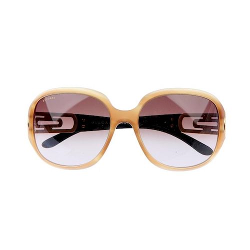 BVLGARI - a pair of sunglasses. Designed with oversized brown gradient lenses, honey coloured frames