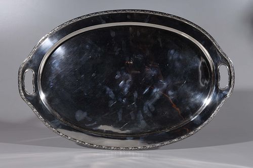Large Sterling Silver Chinese Serving Platter