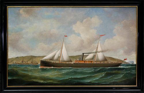 Samuel H. Fyfe Oil on Canvas "Portrait of the Steam-sail Yacht Lady Ailsa"