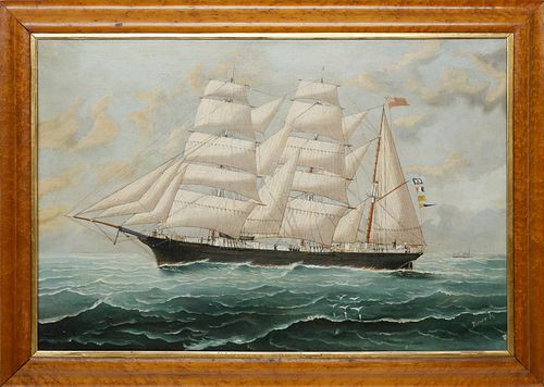 Tom G. Purvis Oil on Canvas "Portrait of the British Barque HMS William Gordon"