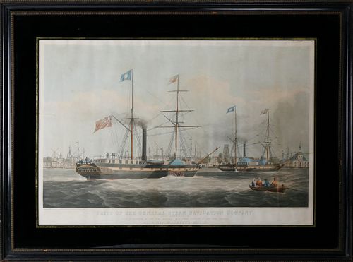 W.J. Huggins Lithograph "Ships of the General Steam Navigation Company"