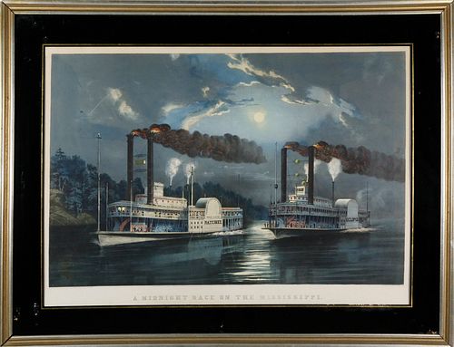 Currier & Ives "A Midnight Race on the Mississippi", circa 1860