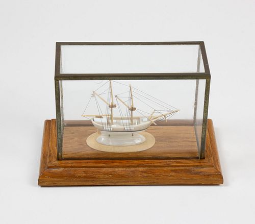 Miniature Model of a Two-Mast Gaff Rigged Schooner