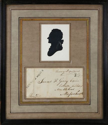 Framed Alexander Hamilton Signature Envelope and Silhouette