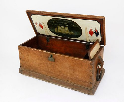 Captain R. Foster's English Decorated Sea Chest, 19th Century