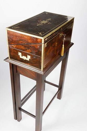Regency Gentleman's Rosewood Writing Box on Custom Stand, circa 1830