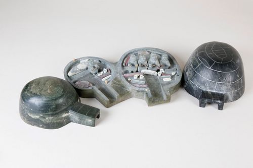 Inuit Soapstone Sculpture of Two Adjoining Igloos, 20th Century