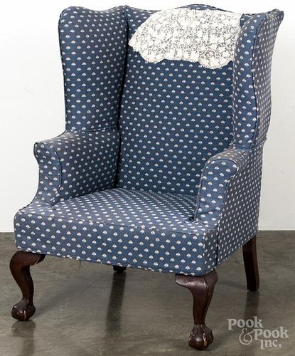 Chippendale style mahogany wing chair, 20th c.