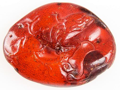 Chinese Amber Amulet, Qing Dynasty (1644-1911)