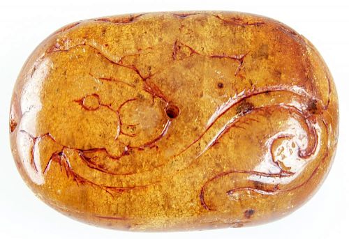 Chinese Amber Amulet, Ming Dynasty