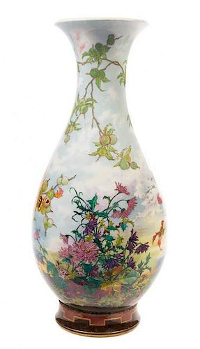 A Monumental Sevres Porcelain Vase Height 44 1/2 inches.