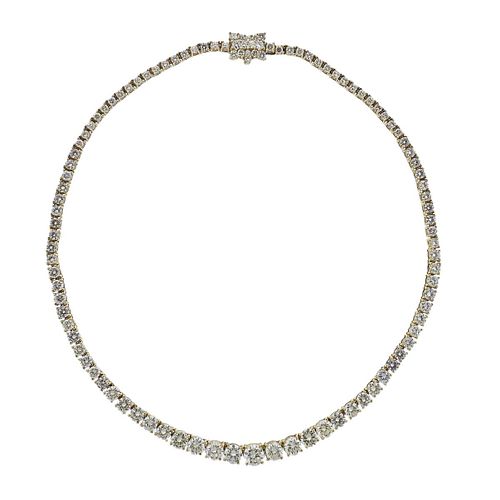 15ctw Diamond 18k Gold Riviera Necklace