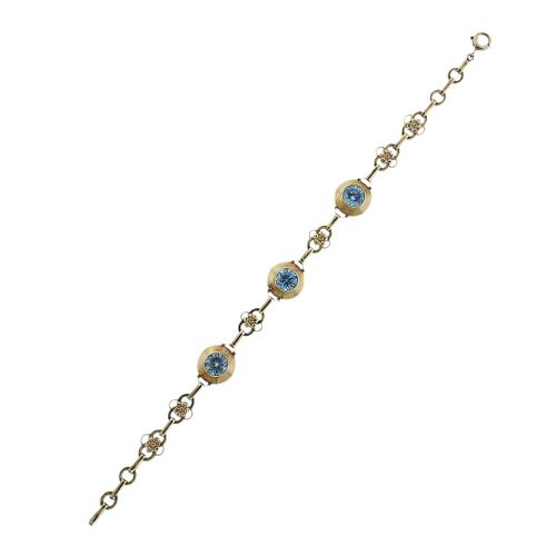 Antique 14k Gold Blue Gemstone Bracelet